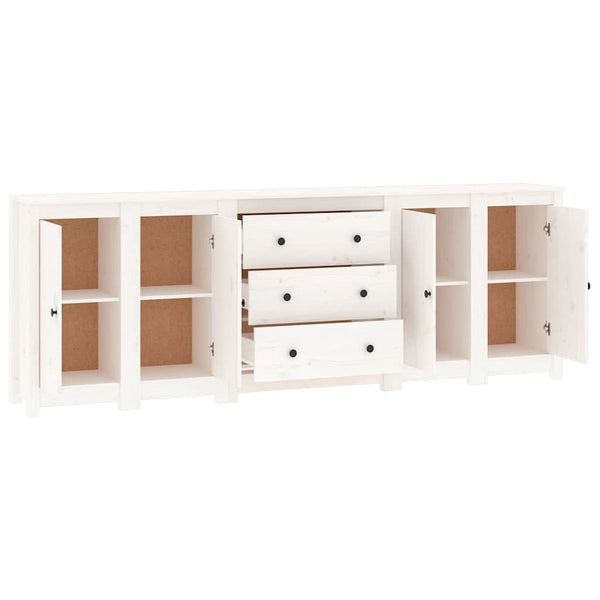 vidaXL Sideboard White 230x35x80 cm Solid Pine Wood