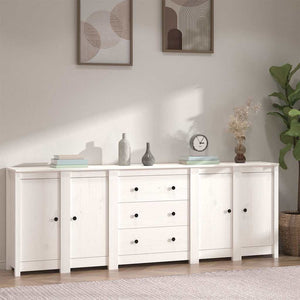 vidaXL Sideboard White 230x35x80 cm Solid Pine Wood