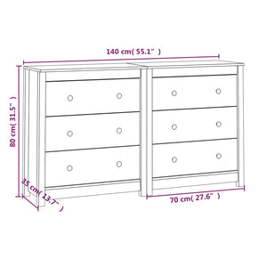 vidaXL Sideboard 140x35x80 cm Solid Pine Wood