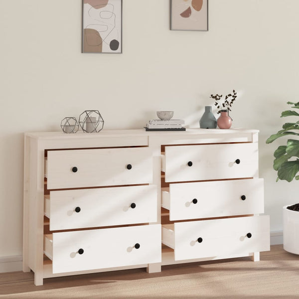 vidaXL Sideboard White 140x35x80 cm Solid Pine Wood