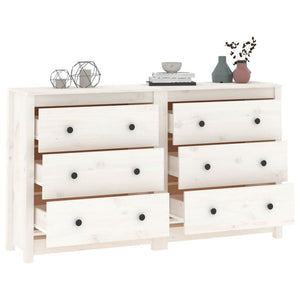 vidaXL Sideboard White 140x35x80 cm Solid Pine Wood