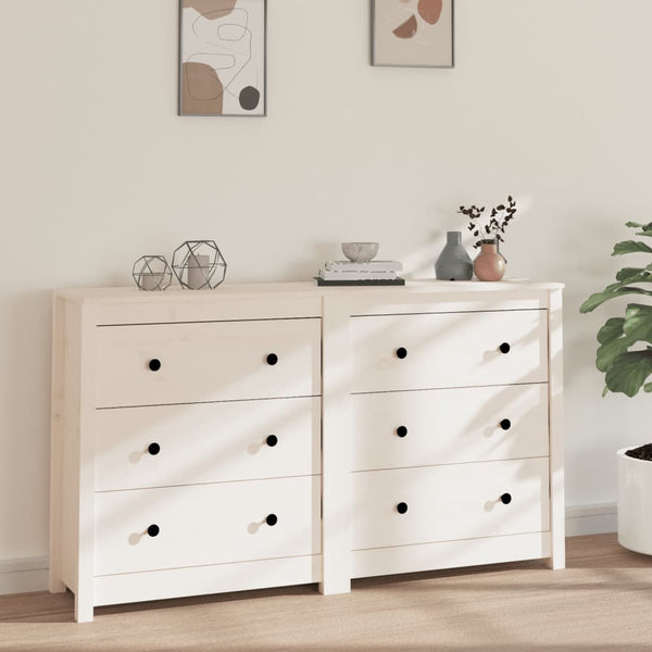 vidaXL Sideboard White 140x35x80 cm Solid Pine Wood