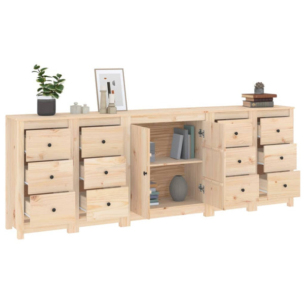 vidaXL Sideboard 230x35x80 cm Solid Pine Wood
