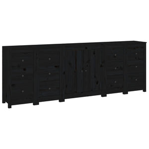 vidaXL Sideboard Black 230x35x80 cm Solid Pine Wood