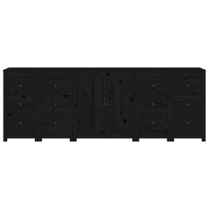 vidaXL Sideboard Black 230x35x80 cm Solid Pine Wood