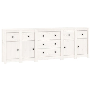 vidaXL Sideboard White 230x35x80 cm Solid Pine Wood