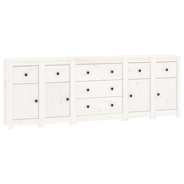 vidaXL Sideboard White 230x35x80 cm Solid Pine Wood
