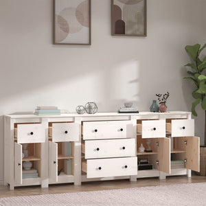 vidaXL Sideboard White 230x35x80 cm Solid Pine Wood
