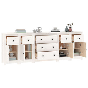 vidaXL Sideboard White 230x35x80 cm Solid Pine Wood