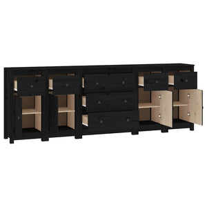 vidaXL Sideboard Black 230x35x80 cm Solid Pine Wood