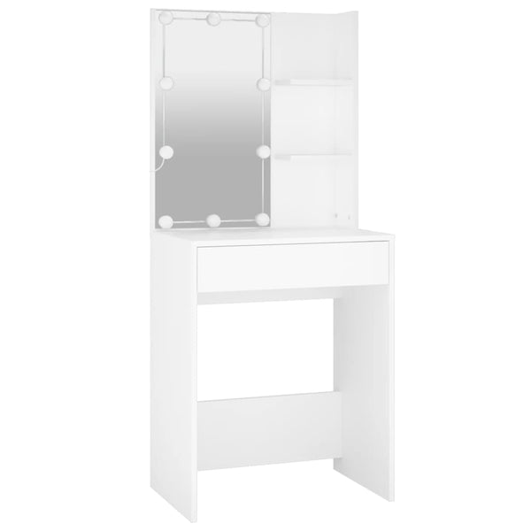 vidaXL Dressing Table Set with LED White Engineered Wood