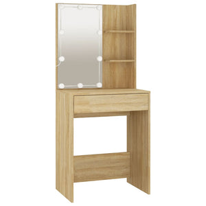 vidaXL Dressing Table Set with LED Sonoma Oak Engineered Wood