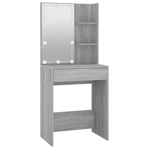 vidaXL Dressing Table Set with LED Grey Sonoma Engineered Wood