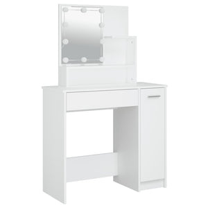 vidaXL Dressing Table Set with LED White Engineered Wood