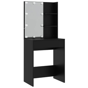 vidaXL Dressing Table Set with LED Black Engineered Wood