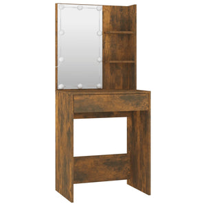 vidaXL Dressing Table Set with LED Smoked Oak Engineered Wood