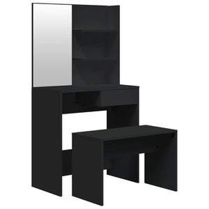 vidaXL Dressing Table Set Black 74.5 x 40 x 141 cm