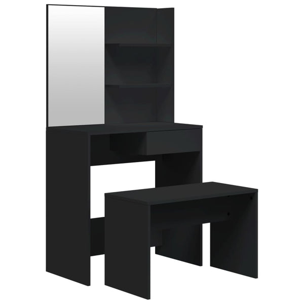 vidaXL Dressing Table Set Black 74.5 x 40 x 141 cm