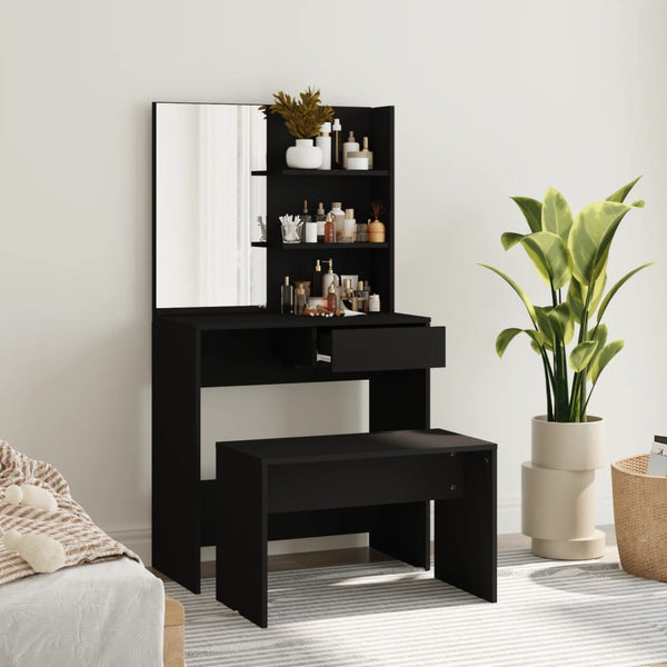 vidaXL Dressing Table Set Black 74.5 x 40 x 141 cm