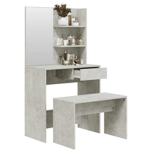 vidaXL Dressing Table Set Concrete Gray 74.5x40x141 cm