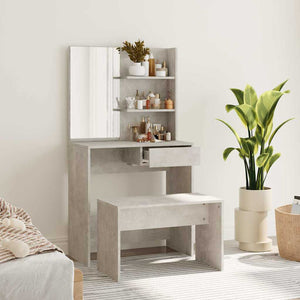 vidaXL Dressing Table Set Concrete Gray 74.5x40x141 cm