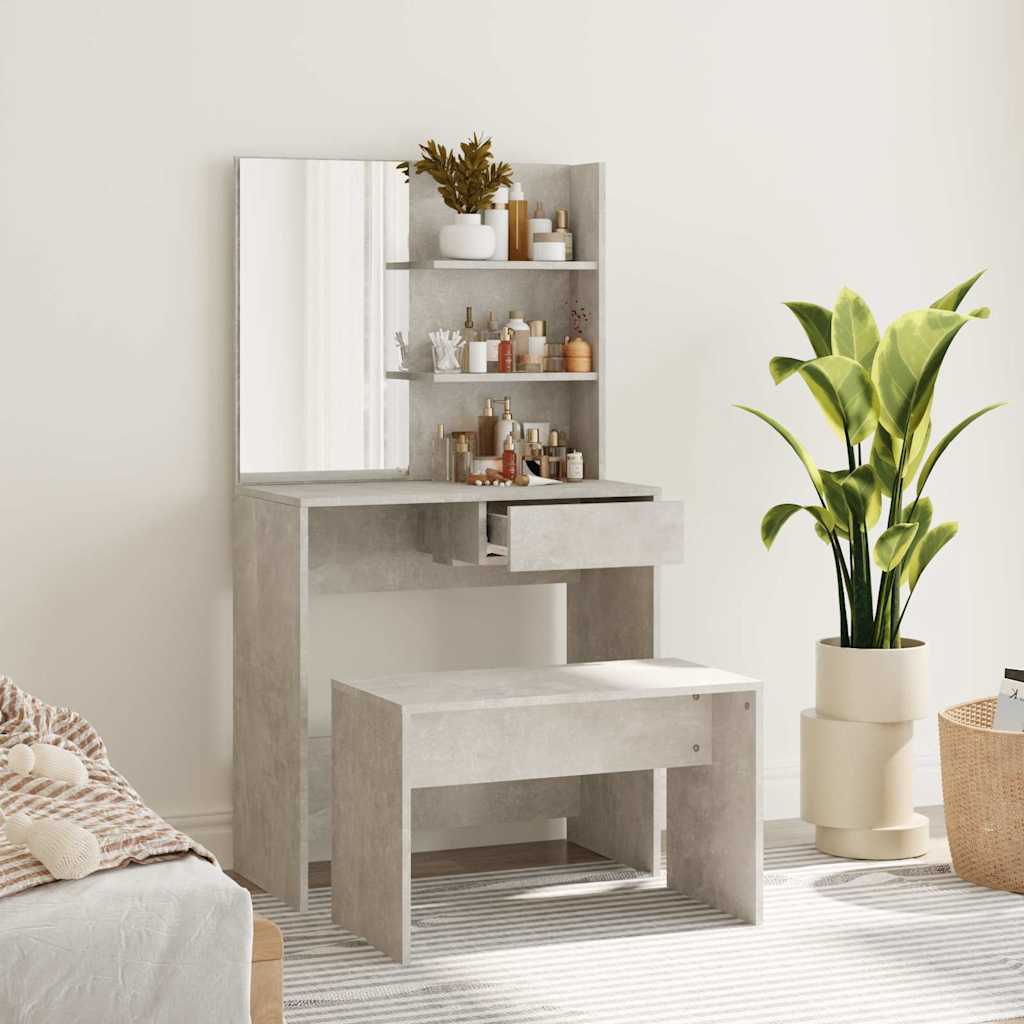 vidaXL Dressing Table Set Concrete Gray 74.5x40x141 cm