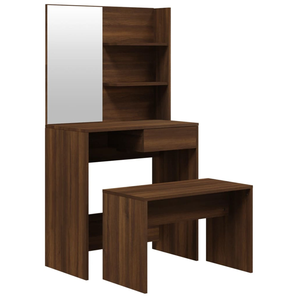 vidaXL Dressing Table Set Brown Oak Effect 74.5x40x141 cm
