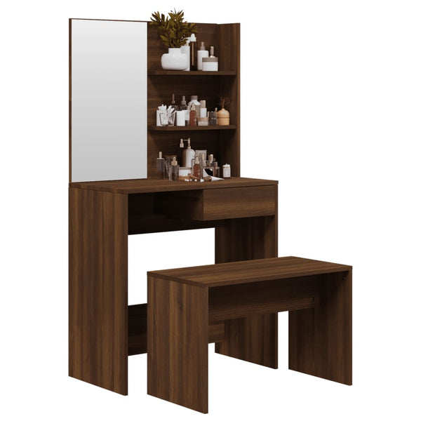 vidaXL Dressing Table Set Brown Oak Effect 74.5x40x141 cm