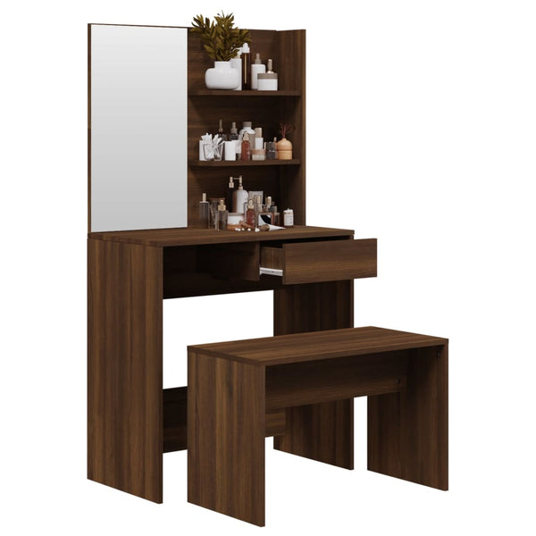 vidaXL Dressing Table Set Brown Oak Effect 74.5x40x141 cm