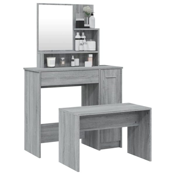 vidaXL Dressing Table Set Grey Sonoma 86.5x35x136 cm
