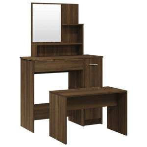 vidaXL Dressing Table Set Brown Oak-Look 86.5x35x136 cm