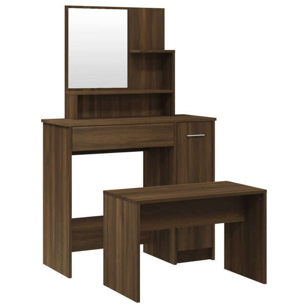vidaXL Dressing Table Set Brown Oak-Look 86.5x35x136 cm