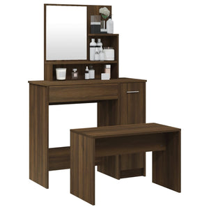 vidaXL Dressing Table Set Brown Oak-Look 86.5x35x136 cm
