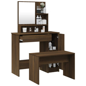 vidaXL Dressing Table Set Brown Oak-Look 86.5x35x136 cm