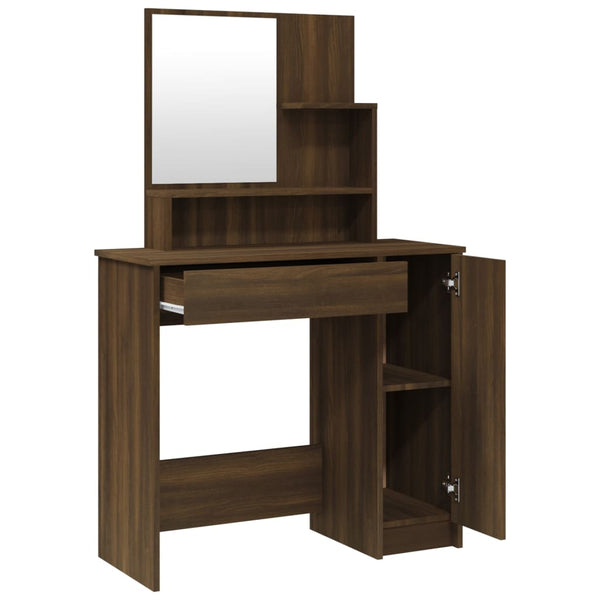 vidaXL Dressing Table Set Brown Oak-Look 86.5x35x136 cm