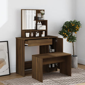 vidaXL Dressing Table Set Brown Oak-Look 86.5x35x136 cm