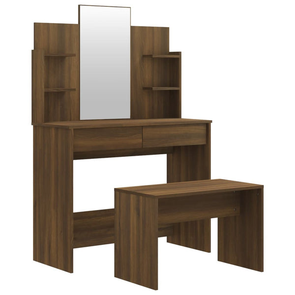 vidaXL Dressing Table Set Brown Oak-Effect 96x40x142 cm