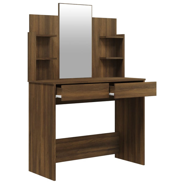 vidaXL Dressing Table Set Brown Oak-Effect 96x40x142 cm