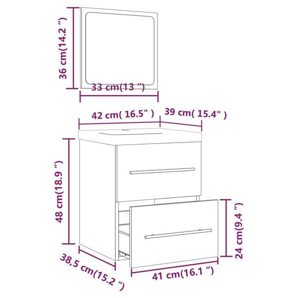 vidaXL Vanity Unit with Integrated Sink White Engineered Wood