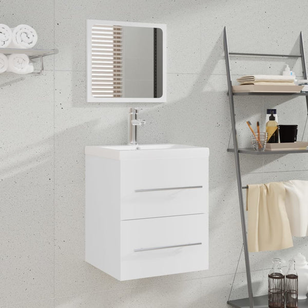vidaXL Vanity Unit with Integrated Sink White Engineered Wood