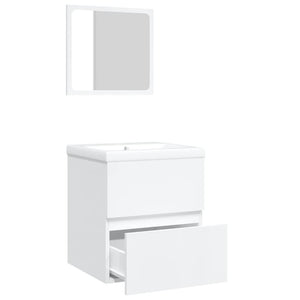 vidaXL Bathroom Vanity Unit with Sink and Mirror White