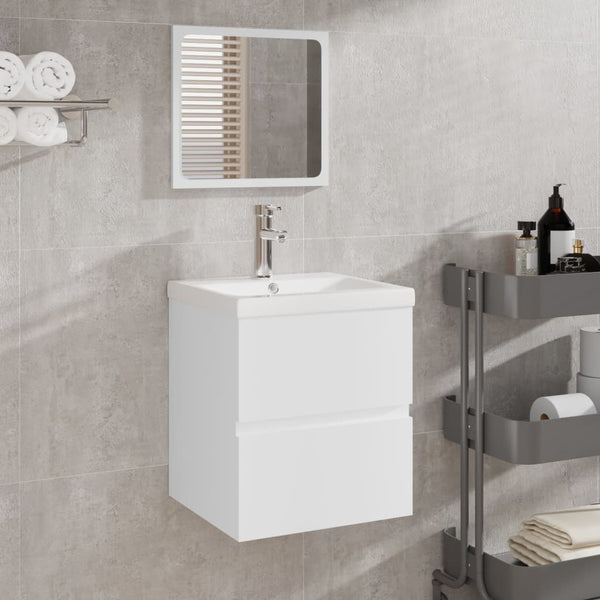 vidaXL Bathroom Vanity Unit with Sink and Mirror White