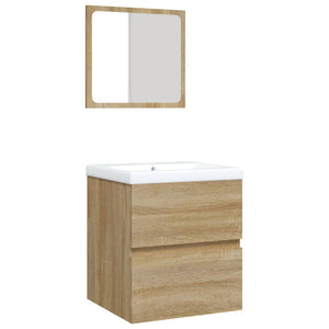 vidaXL Bathroom Vanity with Sink and Mirror Sonoma Oak
