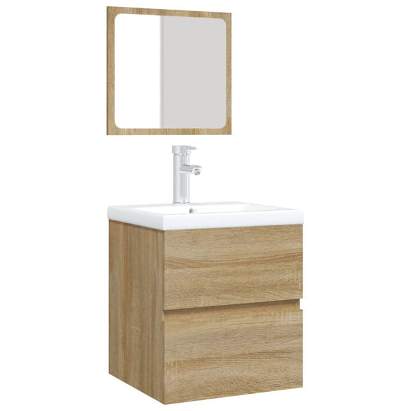 vidaXL Bathroom Vanity with Sink and Mirror Sonoma Oak