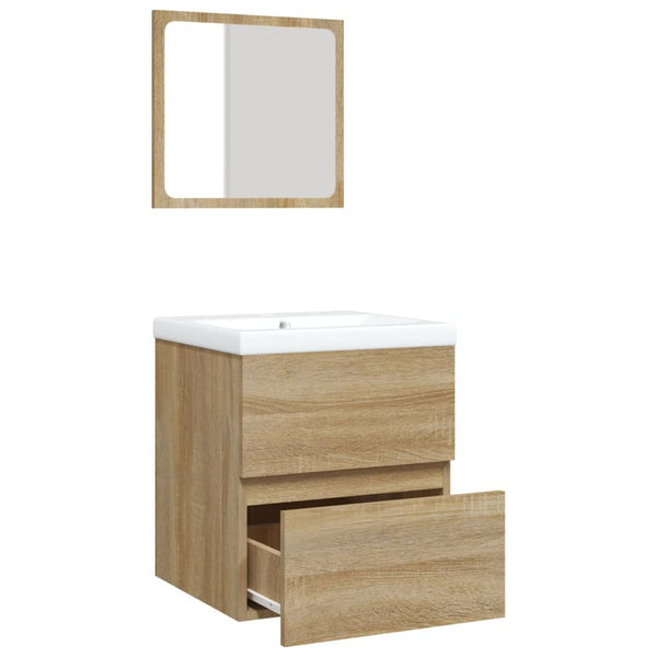 vidaXL Bathroom Vanity with Sink and Mirror Sonoma Oak