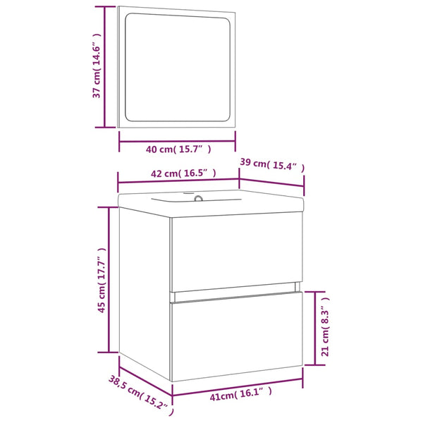 vidaXL Bathroom Vanity with Sink and Mirror Sonoma Oak