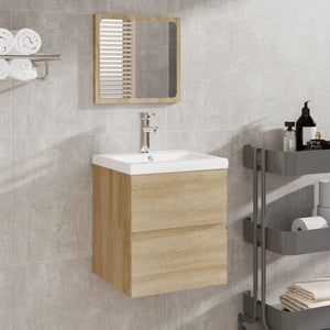 vidaXL Bathroom Vanity with Sink and Mirror Sonoma Oak