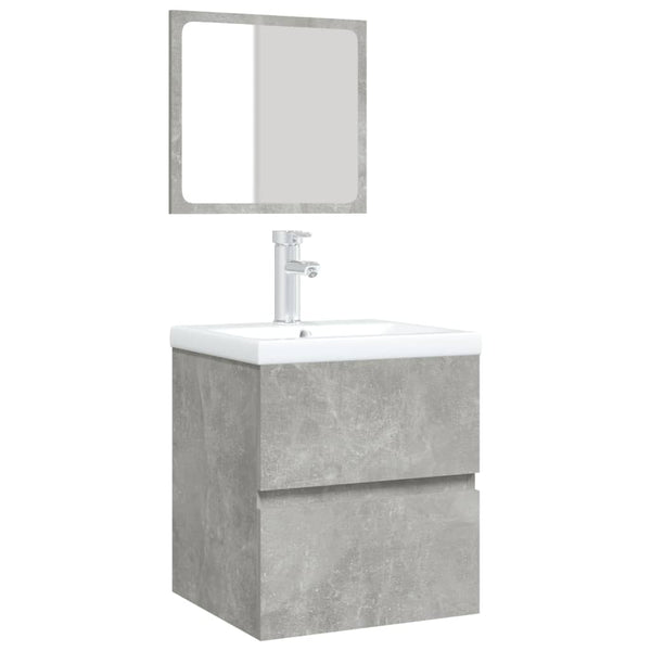 vidaXL Bathroom Cabinet with Sink and Mirror Concrete Gray