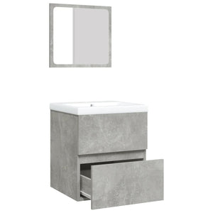 vidaXL Bathroom Cabinet with Sink and Mirror Concrete Gray