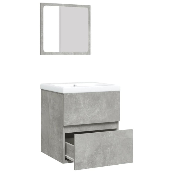 vidaXL Bathroom Cabinet with Sink and Mirror Concrete Gray